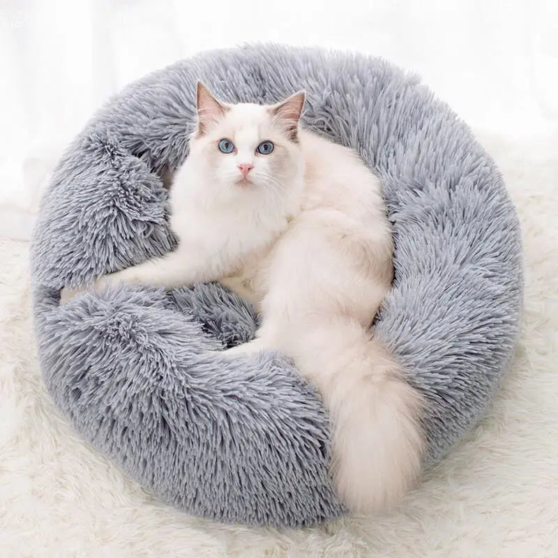 Super Soft Round Pet Bed – Warm Plush Donut Cushion for Cats and Dogs - My Store