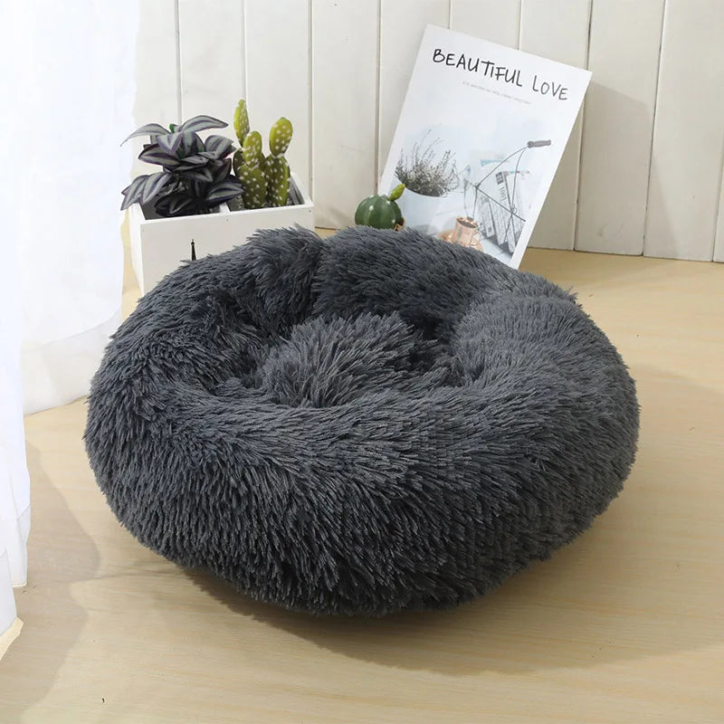 Super Soft Round Pet Bed – Warm Plush Donut Cushion for Cats and Dogs - My Store