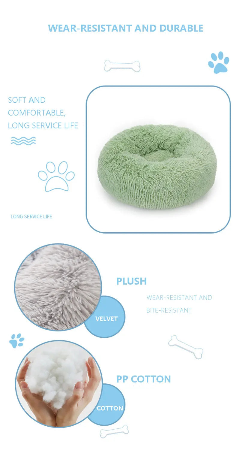 Super Soft Round Pet Bed – Warm Plush Donut Cushion for Cats and Dogs - My Store