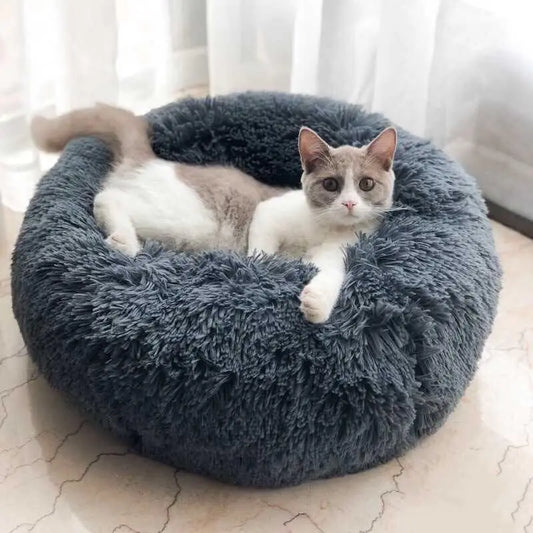 Super Soft Round Pet Bed – Warm Plush Donut Cushion for Cats and Dogs - My Store