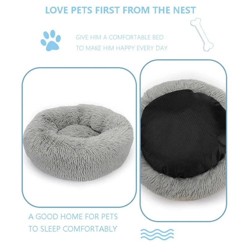 Super Soft Round Pet Bed – Warm Plush Donut Cushion for Cats and Dogs - My Store