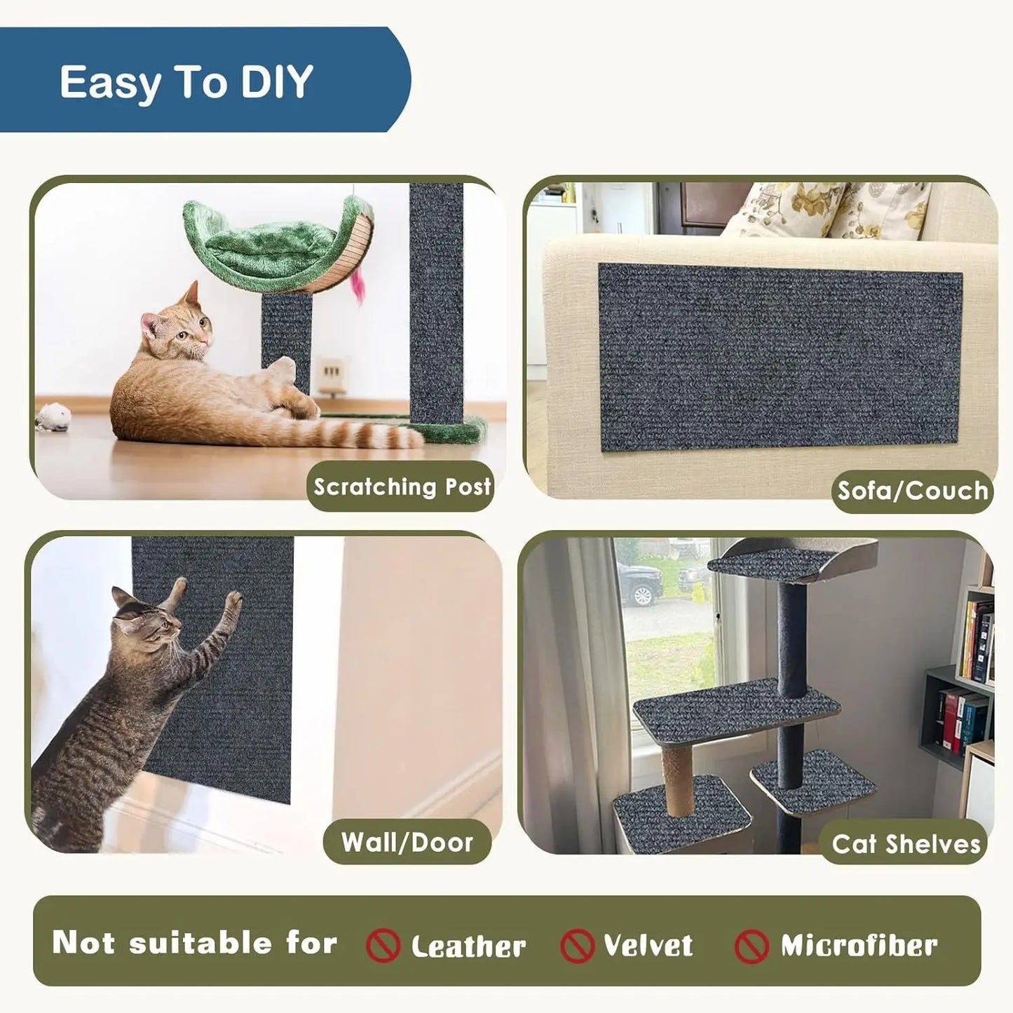 Self-Adhesive Anti-Cat Scratch Protection – Customizable Carpet Scratch Pad for Furniture and Walls - My Store