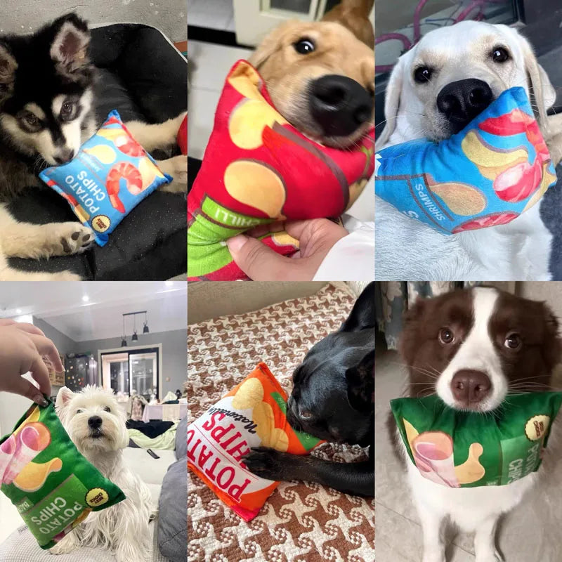 Crisps-Themed Plush Squeaky Dog Toy – Fun and Durable Chew Toy for Small and Medium Pets - My Store