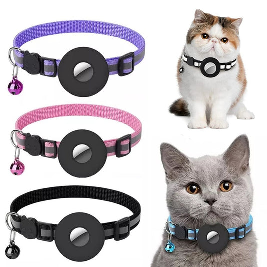 Reflective Pet Collar with Waterproof Airtag Holder - Adjustable Nylon for Cats & Dogs - My Store